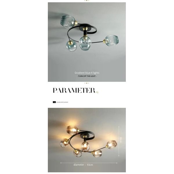 Nordic Glass Ceiling Light Grey Pendant Lamp for Living Room Bedroom Modern Indoor Hanging （WH-AP-681）