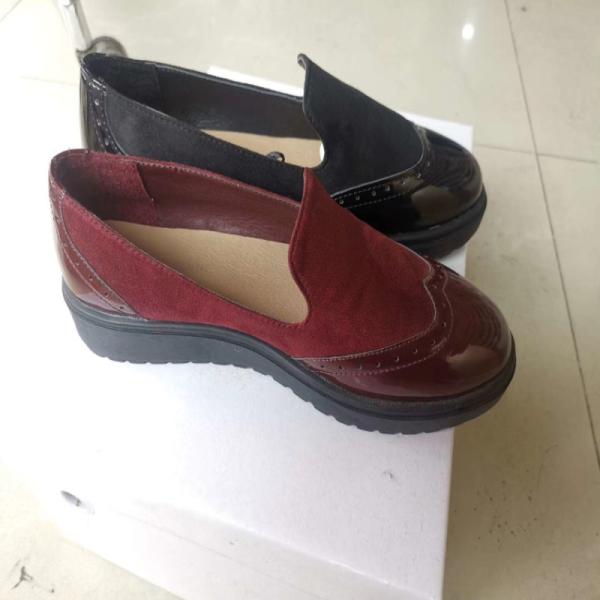 STOCKPAPA Ladies Burgundy Black Leather Oxford Shoes Size 36-41