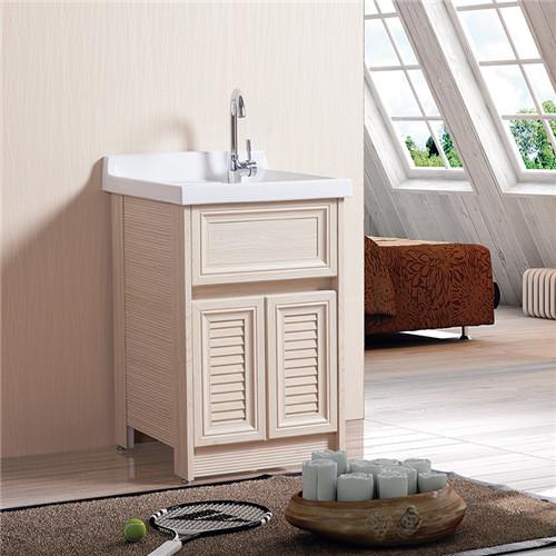 Floor Mounted Bathroom Sinks And Vanities White / Brown / Cream Wooden Grain