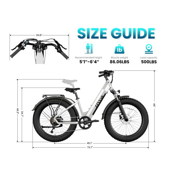 48V 26 Inch Fat Tire Electric Bike for City Commuting & Off-Road with Long Range Women MTB Ebike Fatbike 250W
