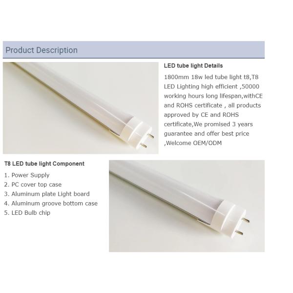 Aluminum Alloy Frame T8 LED Tube Lighting 4 Feet AC85V-265V High Watt Lumen