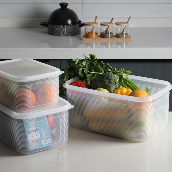 15.5L 9.6L 5.2L Fridge Freezer Storage Boxes Plastic Kitchen Organizer