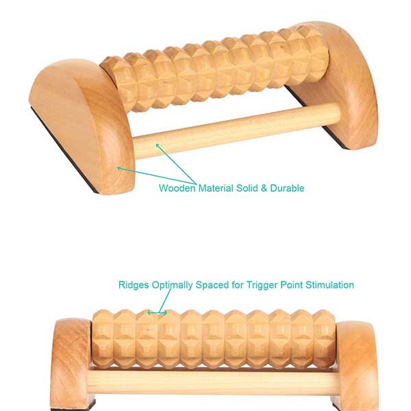 Pain Circulation Wooden Fitness Equipment Foot Massage Roller Acupressure