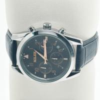 Simple Design Round Case Quartz Movement Wristwatch with Denim Leather Strap for Men