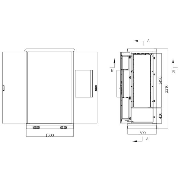 Охлаженный кондиционером шкаф IP55 33U на открытом воздухе электрический