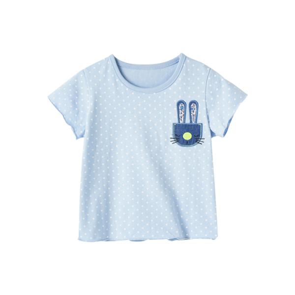 1.1M 43.3IN Girl Children'S Sports Shirts White Half Sleeve Top Navy Blue Oem