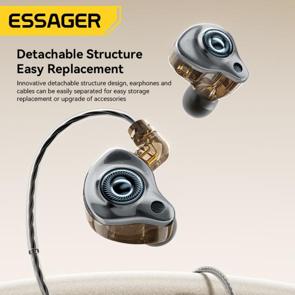ESSAGER S25 Detachable In Ear Type C 3.5mm Gaming Wired Earphone With Mic