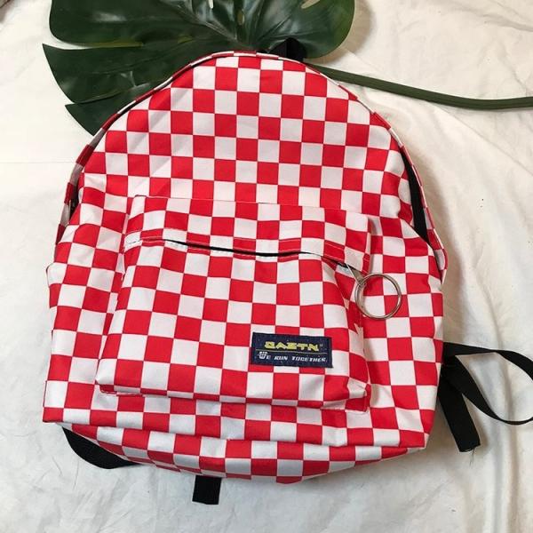 2018 new hip-hop fashion checkerboard circle label campus backpack for high school students