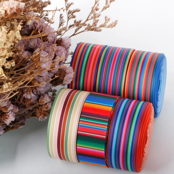 25mm Rainbow Striped Grosgrain Ribbon for Hair Bow Making Support 7 Days Sample Order