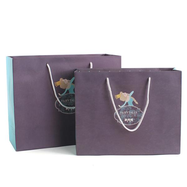 Custom Logo Offset Printing Grey 230GSM Art Paper Gift Bags