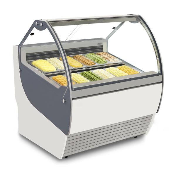 Изогнутая стеклянным Рефригератед мороженым витрина дисплея с высокой эффективно