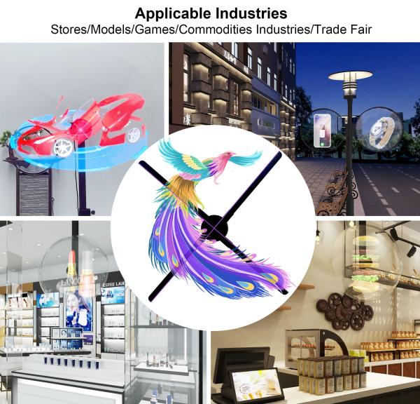80cm 3D Hologram Projector Fan Wifi Advertising Display Logo Light APP or PC or Remote Control Holographic 3d Fan Projector