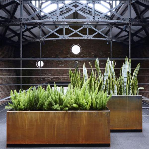 SGS TUV Corten Steel Cube Planter Laser Cut Rusty Steel Planters abrasion proof