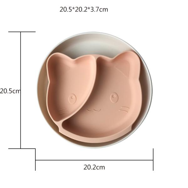 BPA Free Silicone Baby Tray Cat Shape Tableware Feeding Plate Customized