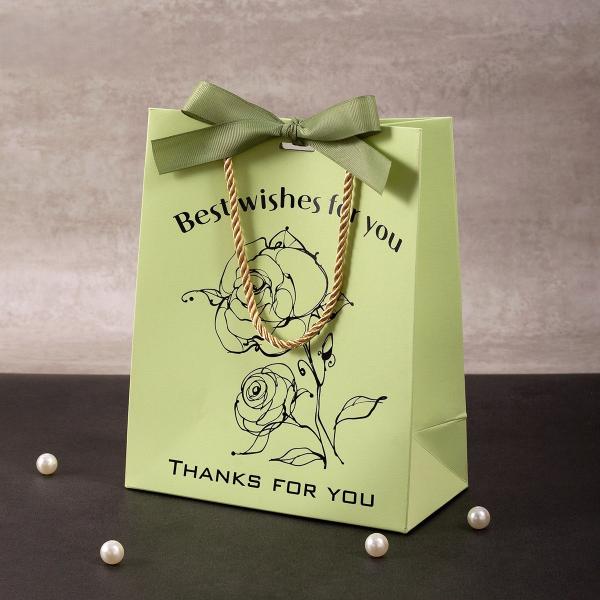 Custom Printed Sage Green Wedding Favor Gift Bags Set