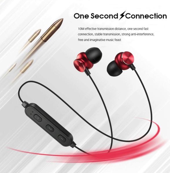 Binaural Wireless Bluetooth Headset Stereo Subwoofer Bluetooth Headset Metal Magnetic Sports Headphones