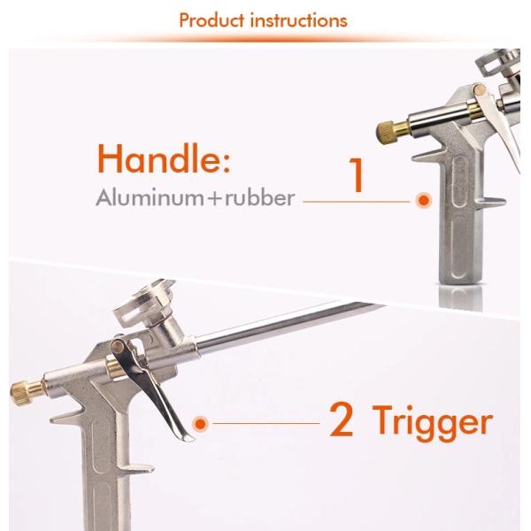 Nickel Plated Coated Foam Gun Silver Wholly Polyurethane Electric Silicone Caulking Tool