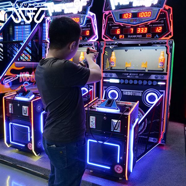 4-Player Gun Game King Shooting Arcade Machine Commercial Bottle Shooting Ticket Redemption Game Deluxe Bottle Shoot Arcade Simulator with 75-Inch Screen