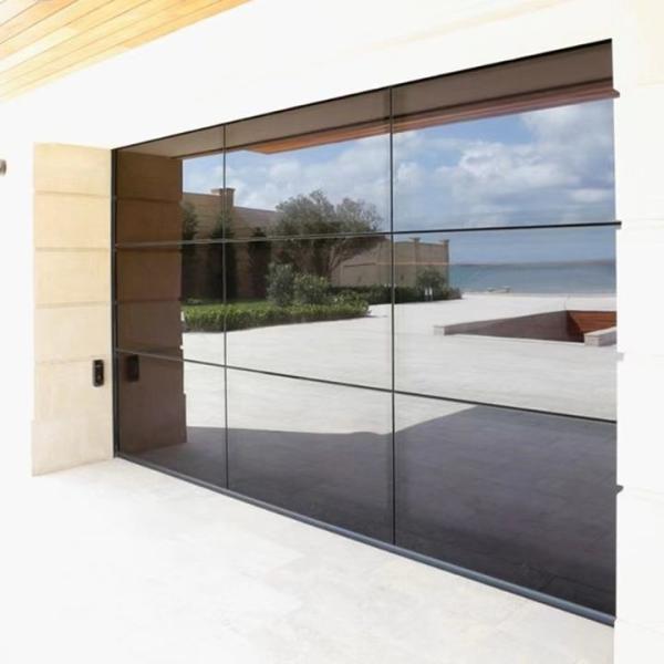 12 16 18 Foot Aluminum Full View Glass Garage Doors Frameless