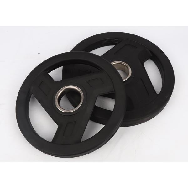 Oblique Three Hole Fitness Weight Plates Hand Grab Rubber Coated Barbell Weights