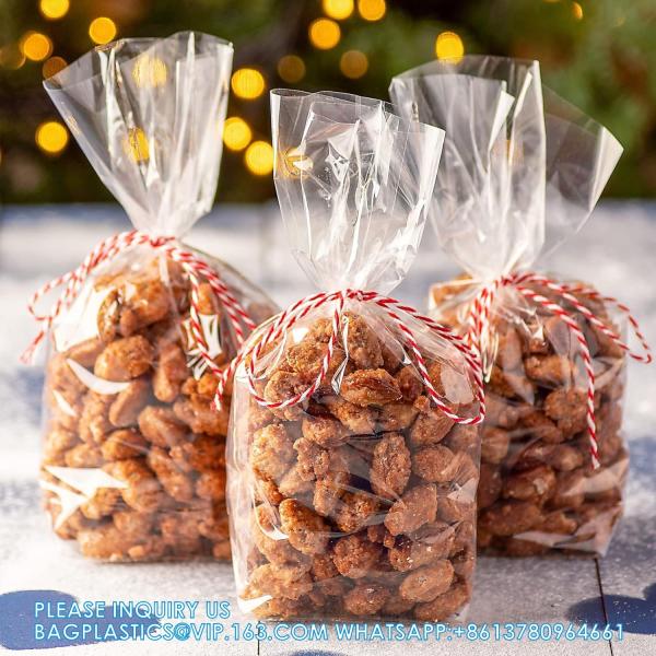 Flat Bottom Cellophane Bags, 4x4x9 Inches Gusseted Cellophane Bags With Paper Insert,100 Pieces