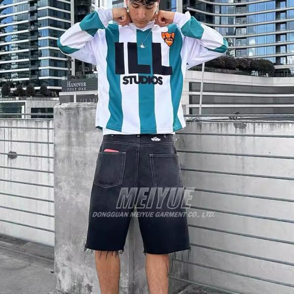 Custom Polyester Football Jersey Double Layer Long Sleeve t Shirt Oversized Jersey T-shirt Boxy Fit Soccer Jersey Polo Shirt Men