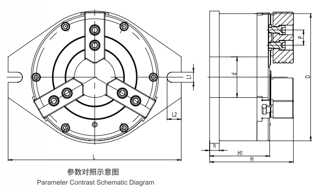 Lingman Hot-selling High-quality Double-valve Front-mounted Pneumatic Chuck Three-jaw Chuck for CNC Machine Tools