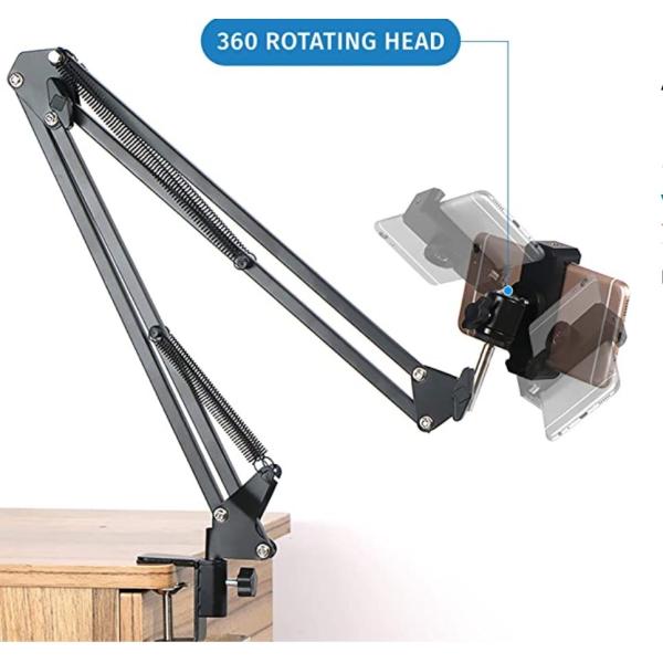 2KG 360 Rotating Head M60 Round Base Mic Stand With Boom