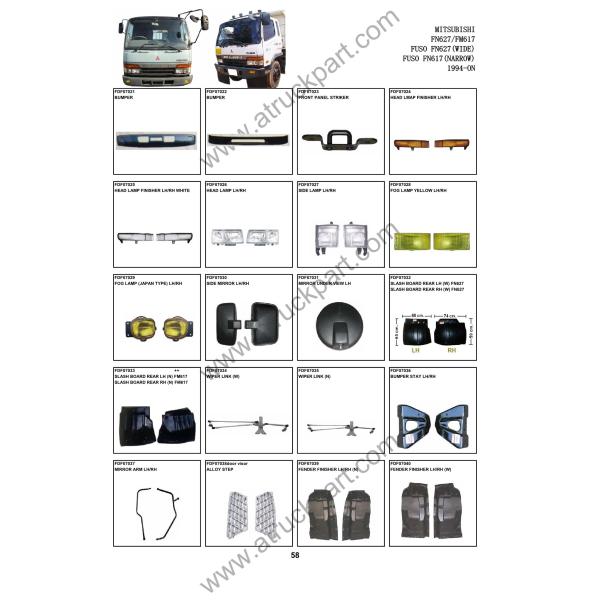 Chrome Front Grille for FUSO Fighter Wide FN627 1994-ON