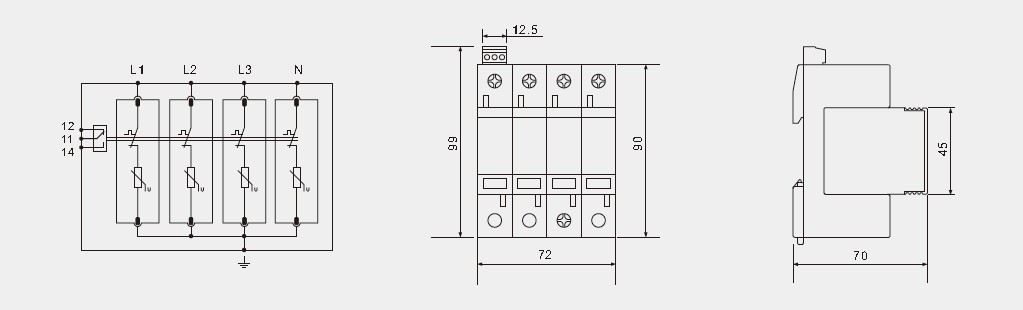 Класс I+II SPD 4P 275V BRITEC Устройство защиты от перенапряжения
