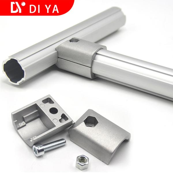 Industrial Profile DY9 Aluminium Extruded Sections Chromed PE Lean Pipe Connector