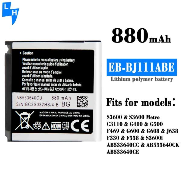 880mAh AB533640CU Bateria de iões de lítio para Samsung S3600 C3110 G400 G500 F469 G600 G608 J638 F330 F338 S3600i