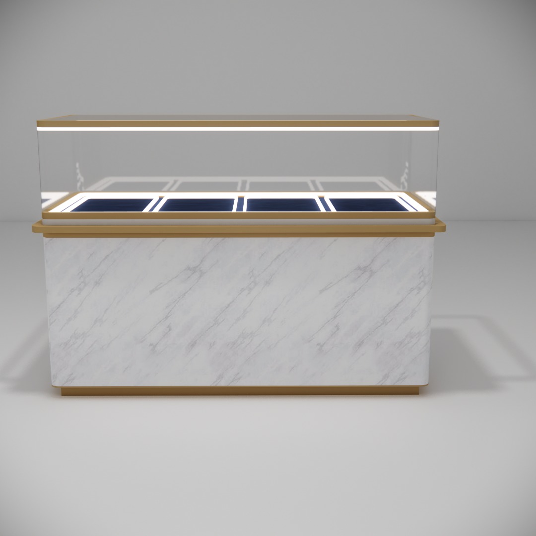 Premium Stainless Steel and Tempered Glass Jewelry Showcase with Sleek Design for Luxury Front Display