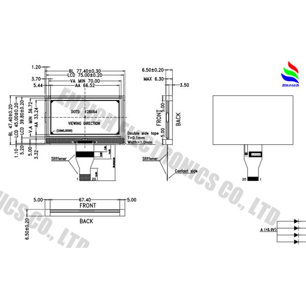3.1 Inch 128x64 Dot Matrix LCD Display with COG Technology for Industrial and Medical Instruments