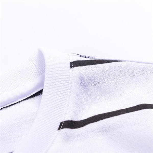 Bee Pattern Black And White Striped T Shirt Mens Breathable Bamboo Fiber Material