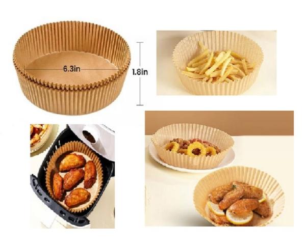 50 PCes da cozinha de papel descartável do forro da frigideira do ar de 6,3 polegadas esteiras de cozimento