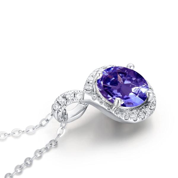 Ожерелье CZ стерлинговое SilverI 14K естественного сердца безграничности Tanzanite привесное