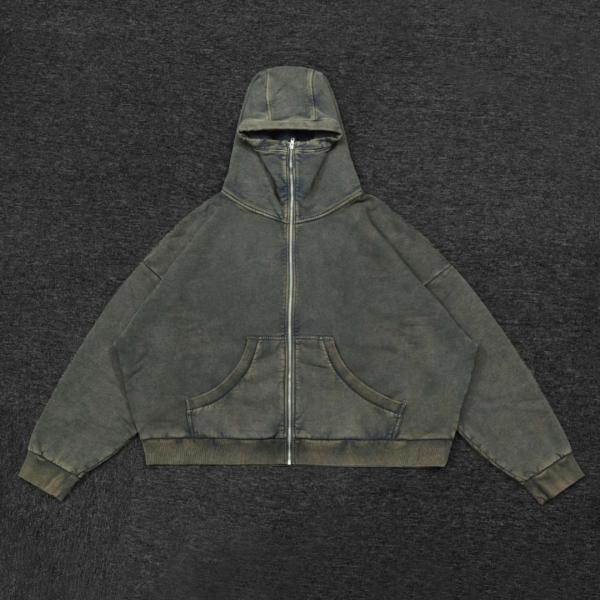 Collar Hooded No Liner Streetwear Heavyweight Distressed Vintage Hoodies For Men
