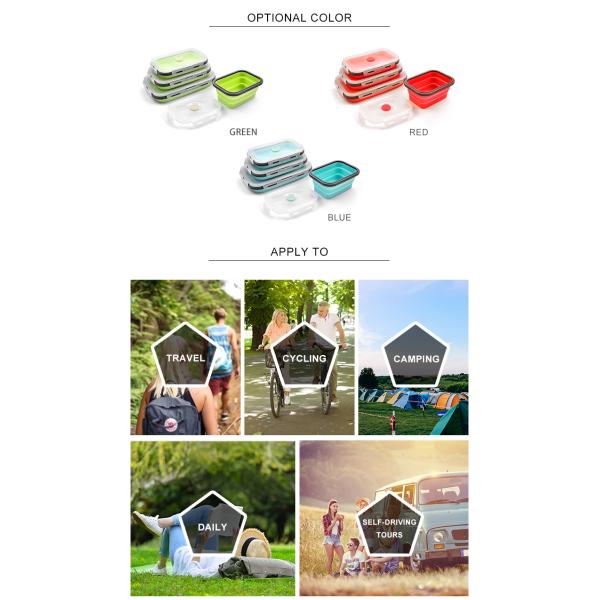 FLGB одобрило коробку для завтрака складчатости силикона BPA свободную Microwavable