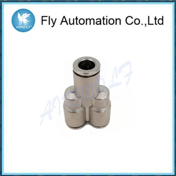 Y Union Pneumatic Connector 6560 Series , Nickel Plated Brass Pneumatic Fittings