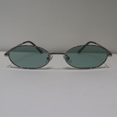 Anti de prata redondo reflexivo verde dos óculos de sol 56mm polarizado