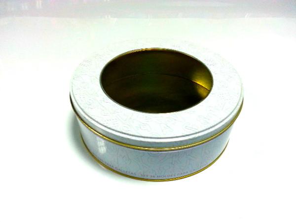 Latas de lata redondas relativas à promoção, caixas do metal, caixas da lata com a janela do espaço livre do PVC