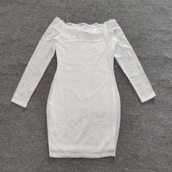 Slim Fit Lady's White Lace Dress