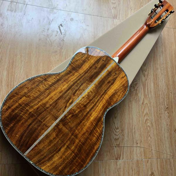 All Solid KOA Top 00045 Style 39 Acoustic Guitar Classic Guitar Head Style with Fishman EQ 301 Full Abalone Binding