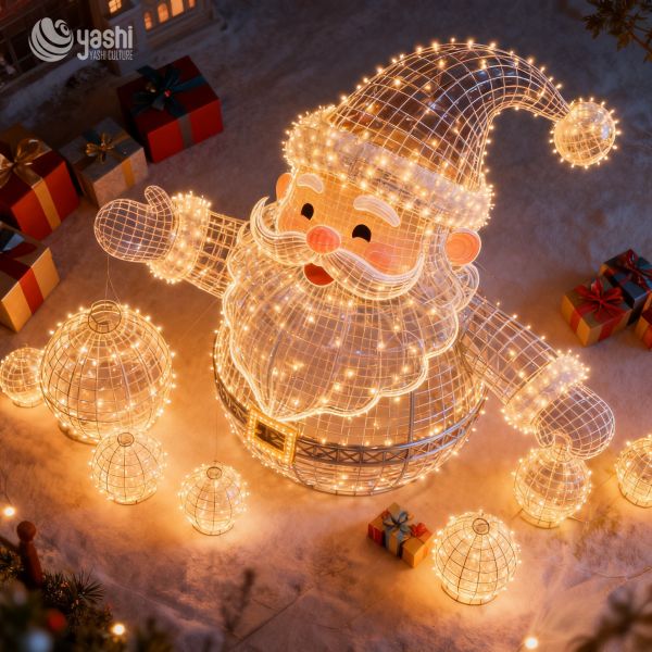 Large-Scale 3D Outdoor Decorative Santa Claus Lighting Installations for Holiday and Party Decorations