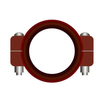 Couplings à deux boulons en caoutchouc rond 125 mm rouge