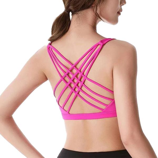 Fashionable Breathable Strappy Cross Back Sexy Padded Yoga Sport Bra for Women