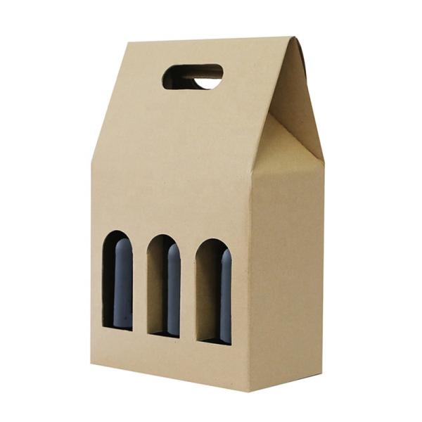 FSC Kraft Paper 3 Pack Wine Bottle Gift Box For Champagne