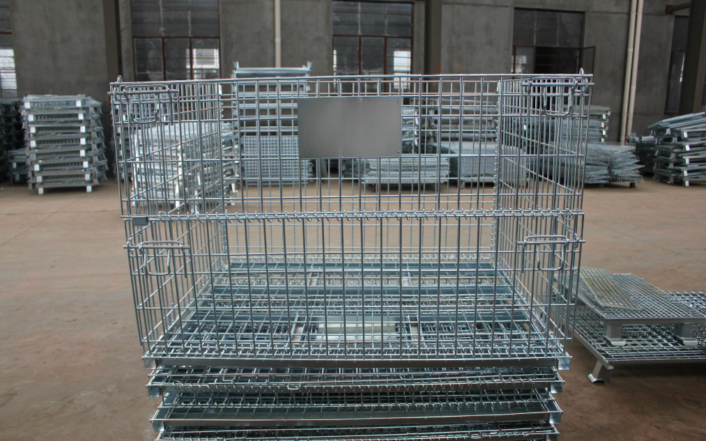 Industrial Mobility Options And Reinforced Panels Stackable Stillage Cage For Storage And Transport