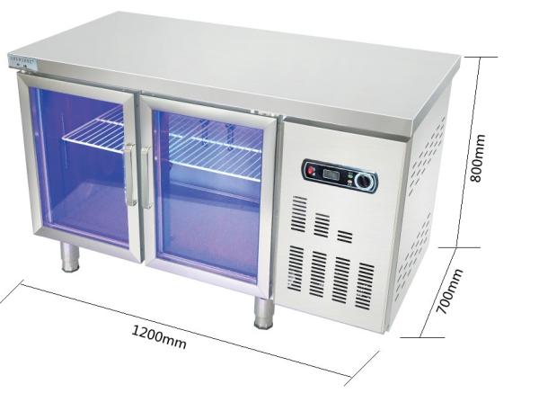 400L Glass Door 1200mm Commercial Bench Display Fridge Microelectronics CPU Control